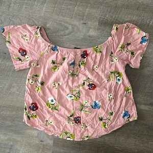 Pink Floral crop top size Medium